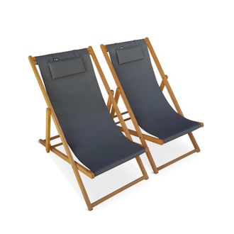 Sweeek Pareja tumbonas jardin, textileno antracita