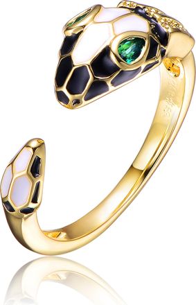 Rachel Glauber Gold Plated Green Cubic Zirconia Inlaid Ring