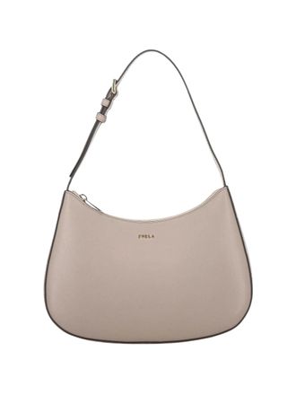 Furla Curved Calf Leather Shoulder Bag with Gold-tone Fittings