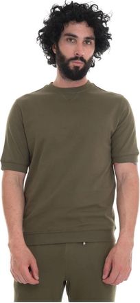 Hindustrie Korte Mouw Crewneck Sweatshirt Jersey Stof - Heren - T-shirts - Groen - XL - Katoen - Tops