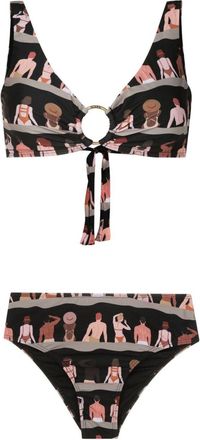 Amir Slama graphic-print bikini - women - Polyamide/Elastane - GG - Black