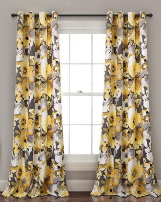 Triangle Home Fashions Floral Watercolor Room Darkening Window Curtain Panels