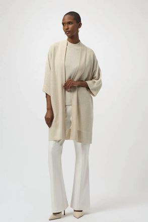 Joseph Ribkoff Embellished 3/4 Sleeves Boucl&eacute; Open Front Jacket In Birch