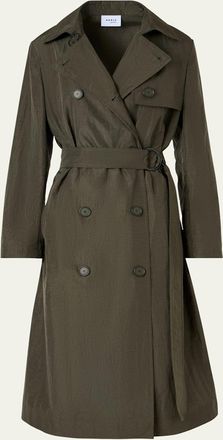 Akris Double-Breasted Crinkled Parachute Taffeta Belted Trench Coat