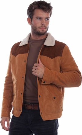 Scully Mens Yellowstone Snap Front Suede Jacket In Tan
