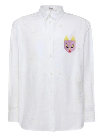 Loewe x Louis Wain cat-appliqué shirt - Wit