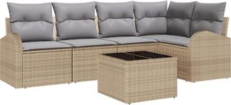 vidaXL Sofa Set with Cushion 6 pcs Beige Polyester vidaXL