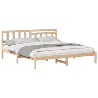 Berkfield Home Modern with Headboard Brown 180 x 200 cm Solid pine wood in Light Tan