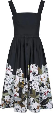 Adam Lippes Abito midi a fiori con cintura - Nero