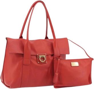 Ferragamo Pre-owned Hand Bag - Dames - Vintage Shopper - Rood - ONE Size - Leer - Vintage