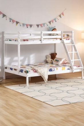 Home Discount Vida Designs Sydney Triple Sleeper Bunk Bed Frame Bedroom Furniture in White | Size: Single