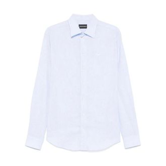 Emporio Armani Formal Shirts, male, Blue, Size: XL Striped Casual Shirt