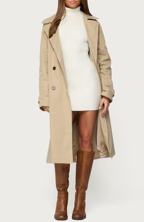 Edikted Amur Belted Trench Coat in Camel at Nordstrom, Size X-Small