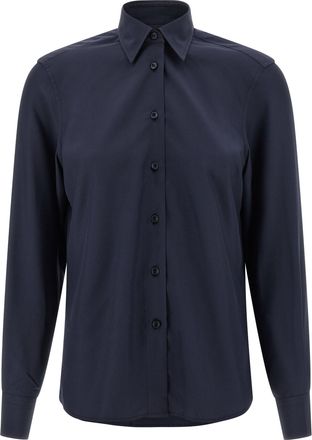 Brioni Silk Shirt Camicie Blu-Donna