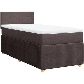 vidaXL Cama Box Spring Con Colch&oacute;n Tela Marr&oacute;n Oscuro 100x200 Cm Vidaxl