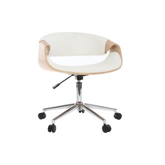 Miliboo Miliboo - Silla De Escritorio Moderna Polipiel Blanca/madera Clara Aramis