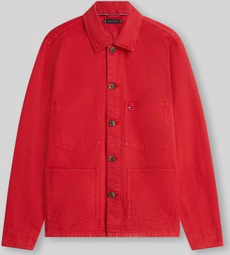 Tommy Hilfiger Regular Fit Hemdjacke aus reiner Baumwolle in Rot, Gr&ouml;&szlig;e XXL