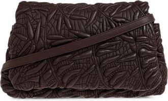 Munthe Foluke Geborduurde Bloem Clutch Tas - Dames - Schoudertassen - Bruin - ONE Size - Leer - Tassen