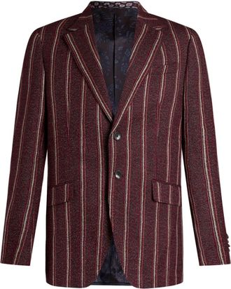 Etro striped wool blazer - men - Wool/Cotton - 48 - Red