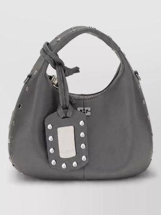 Ganni mini hobo studded leather shoulder bag