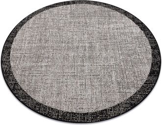 RugsX Rugsx - Alfombra De Cuerda Sisal Floorlux Circulo 20401 Marco Plateado/negro Grey Circulo 160 Cm