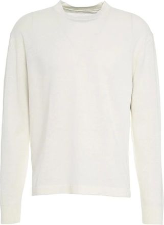 Paolo Pecora Round-neck Knitwear, male, White, Size: XL White Crew Neck Sweater Knitwear