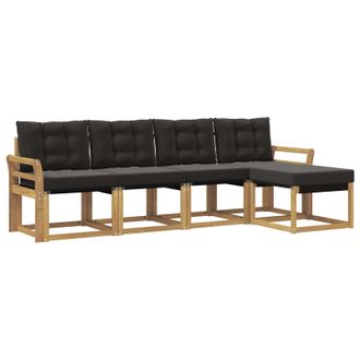 vidaXL Conjunto De Sof&aacute;s De Exterior Con Coj&iacute;n 5 Pcs Blanco Y Negro Vidaxl