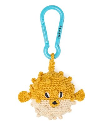 Alanui Puffer Fish crochet keyring - women - Cotton/Polyester - One Size - Yellow