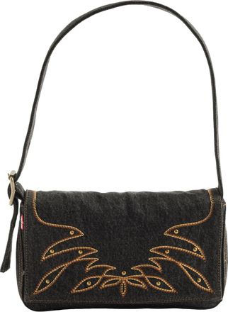 Levi's Schultertasche LEVIS, Damen, Gr. B/H/T: 24,5cm x 13,5cm x 5,5cm, schwarz schwarz wash 3, Web, Baumwolle, bestickt, Taschen Schultertasche, mit Ziern&auml;h