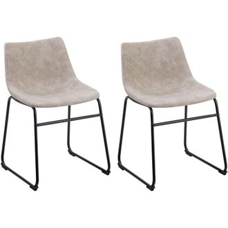 Beliani Set di 2 sedie in tessuto beige Batavia