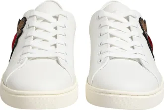 Dolce & Gabbana White Leather Sacred Heart Patch Sneakers Womens Shoes