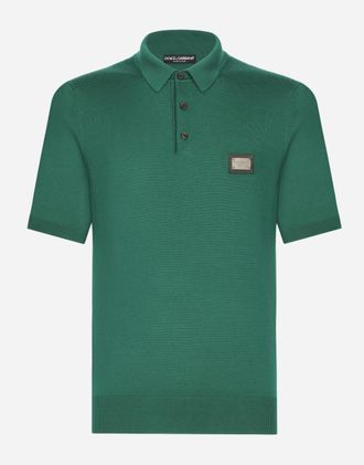 Dolce & Gabbana Wool Polo-shirt With Branded Tag - Man Sweaters And Cardigans Green Wool 44