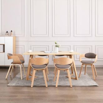 vidaXL Sillas De Comedor 6 Unidades Madera Curvada Y Tela Gris Taupe Vidaxl