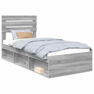 vidaXL Struttura Del Letto Sonoma Grigio 90 X 190 Cm Pino Massello Vidaxl