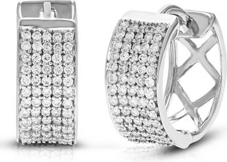 Vir Jewels 1/2 cttw Lab Grown Diamond Hoops Earrings in 14K White Gold With Hidden Post For Women