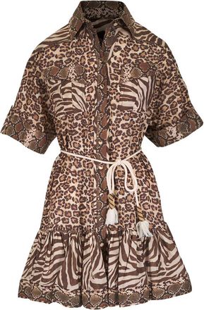 Zimmermann Brown Short Dress With Tied Belt