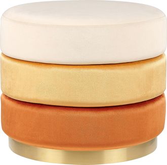 Beliani Puf De Terciopelo Naranja 48 Cm Base Reposapi&eacute;s Taburete Glamour Louin