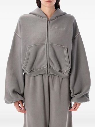 Alexander Wang Felpa crop con zip e cappuccio - Grigio