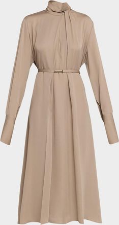 Tom Ford Washed Silk Georgette Belted Midi Dress