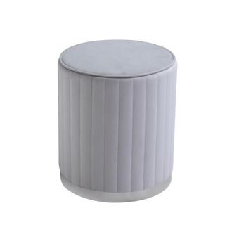 Siediti Fuori e Dentro Puff terciopelo gris claro base cromada &oslash;36cm