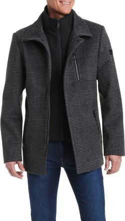 Vince Camuto Car Coat With Bib in Prince Of Wales at Nordstrom, Size Xx-Large