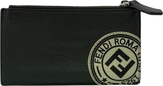 Fendi Gray Leather Coin Purse/Coin Case (Pre-Owned)