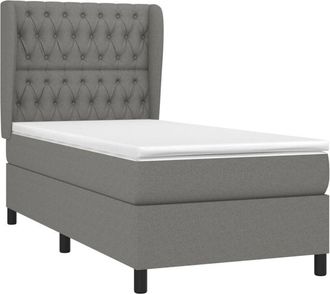 vidaXL Vidaxl - Cama Box Spring Con Colch&oacute;n Tela Gris Oscuro 90x190 Cm