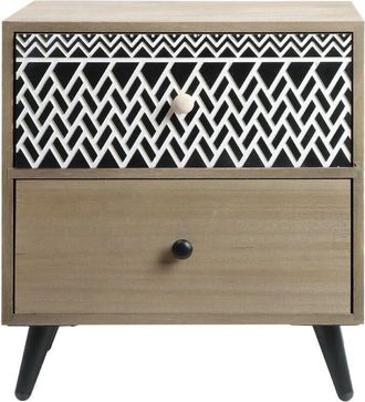 Mobili Rebecca Rebecca Mobili Mesita De Noche Baja Con 2 Cajones De Madera Y Metal Ahorrador De Espacio