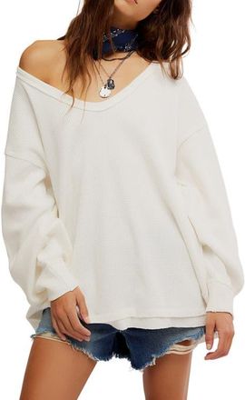 Free People Coast 2 Coast Oversize Thermal Top in Clean Ivory at Nordstrom, Size X-Large