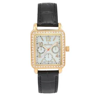 Peugeot European Crystal Square Tank Watch- 35x30MM in Black at Nordstrom