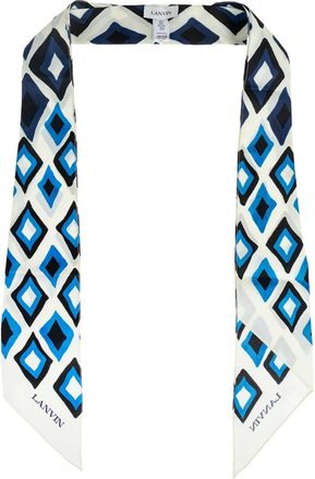 Lanvin diamond-pattern scarf - men - Silk - One Size - Blue