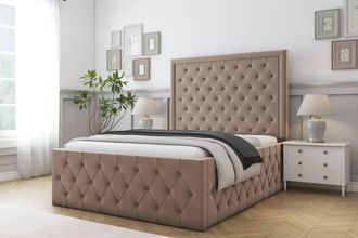 Comfort Beds Winchester Plush Bed Frame With Mattress-50 Upholstered in Taupe | Size: Single