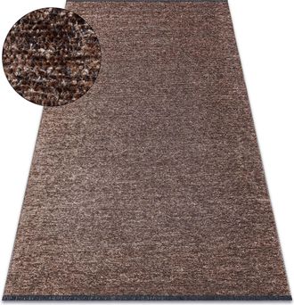 RugsX Rugsx - Alfombra Florence 24021 Un Color, Glamour, Tejido Plano, Flecos - Marr&oacute;n Brown 175x270 Cm