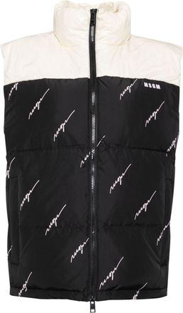 Msgm logo print puffer vest - Black